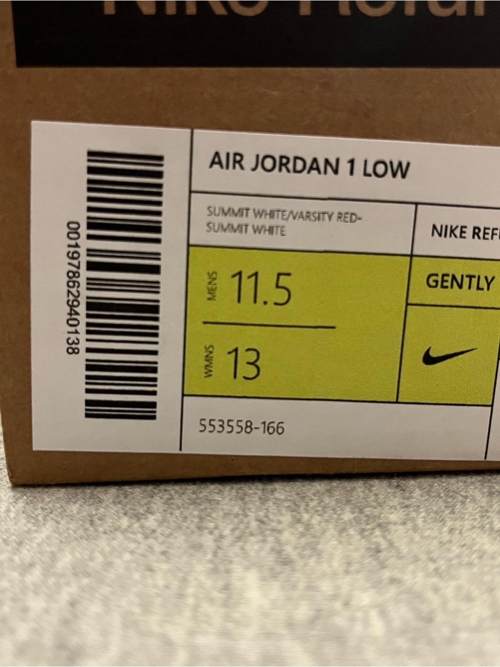 Nike Air Jordan 1 Low Summit White Varsity Red Men's Shoe Size 11.5 553558-166​ - Picture 11 of 11